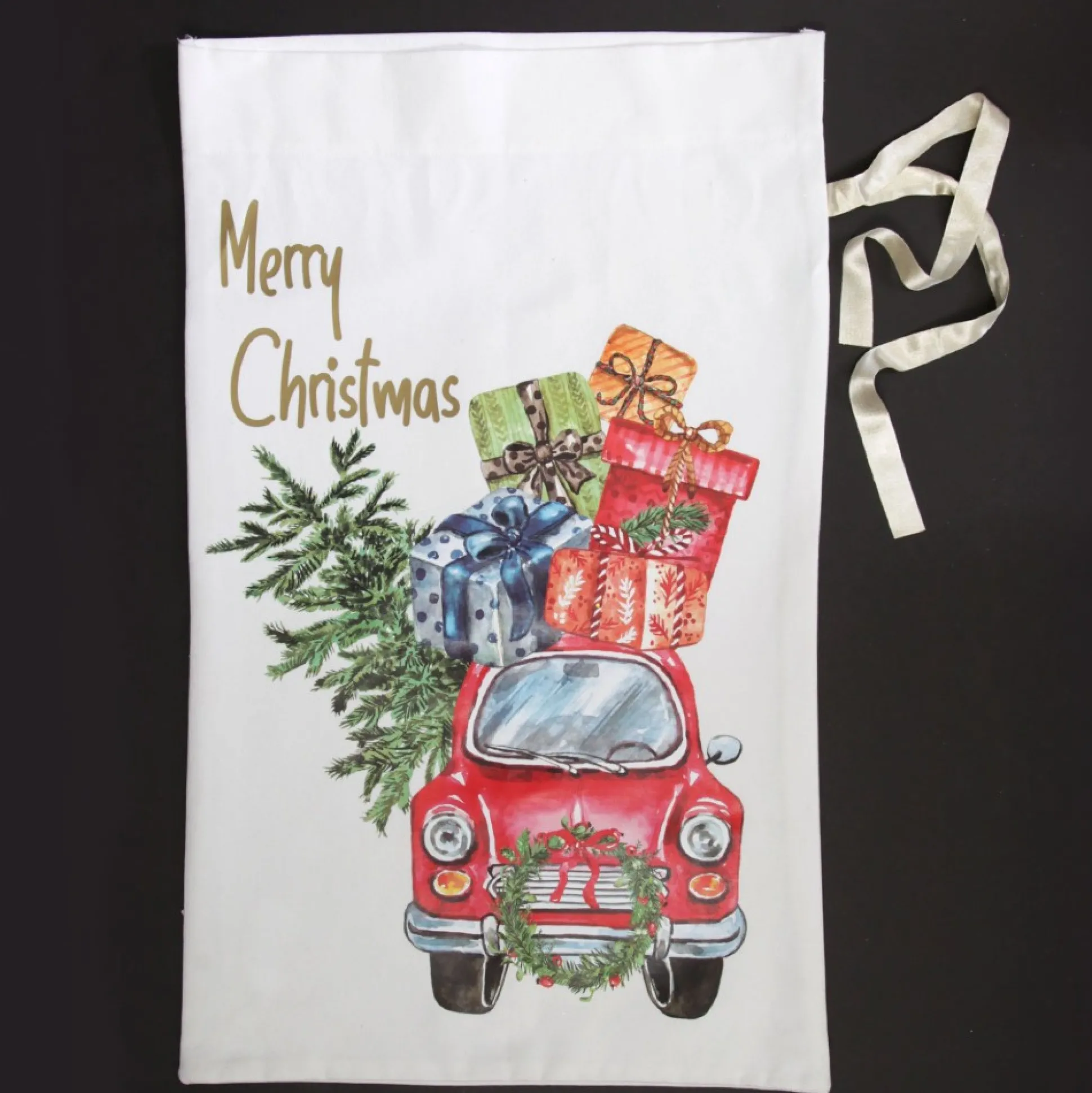 Personalised Christmas Vintage Car Santa Sack Personalised Santa Sacks|