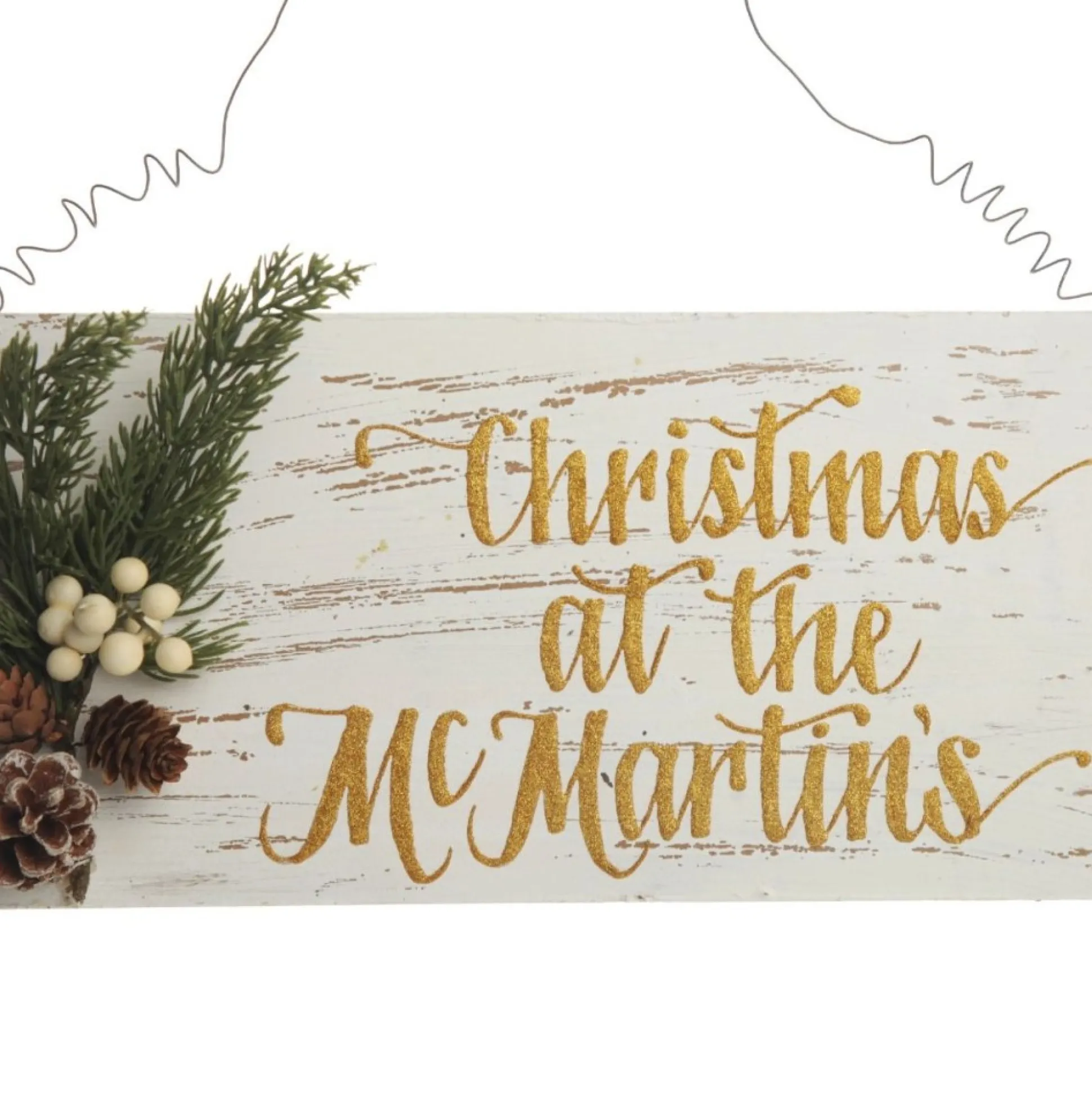 Personalised Country Christmas Wood Plaque with White Berry Christmas Plaques|