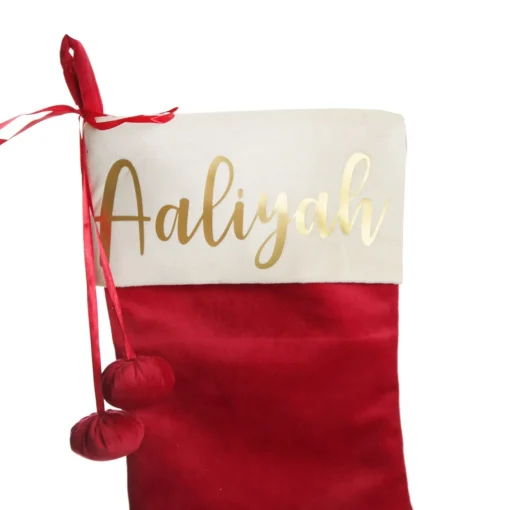 Personalised Dark Red Velvet Christmas Stocking Personalised Stockings|