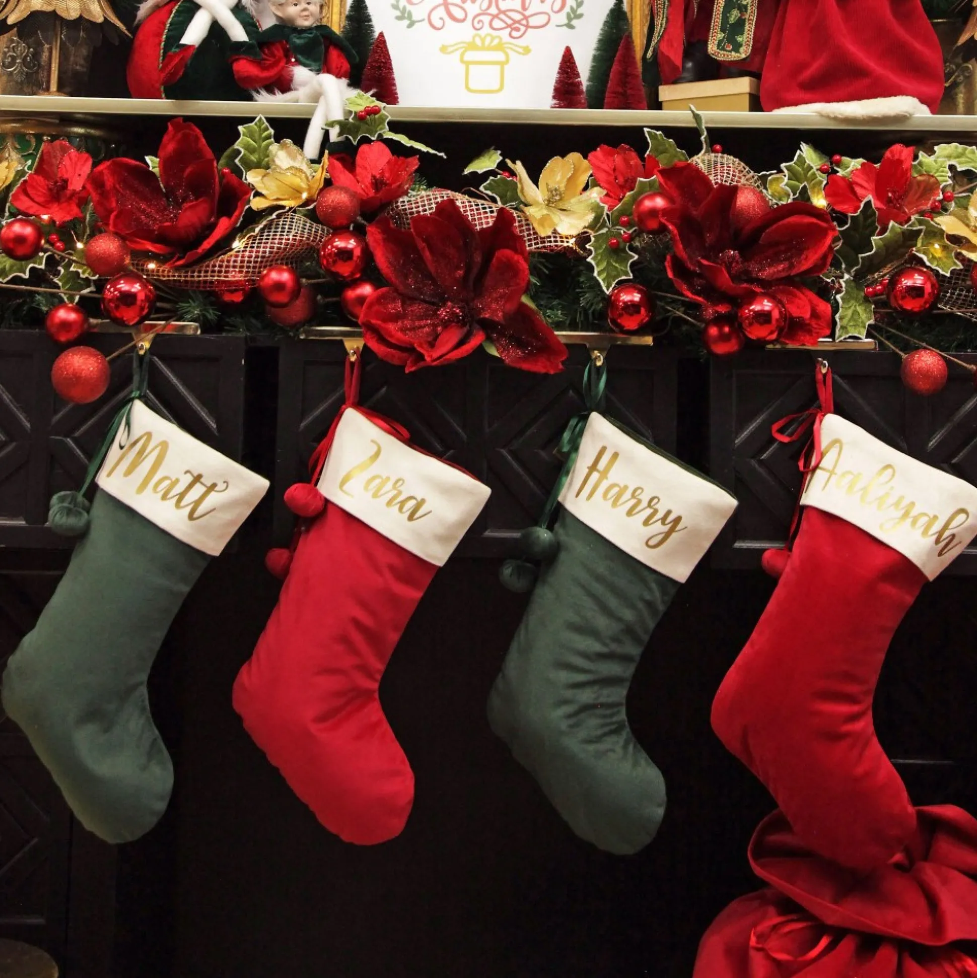 Personalised Dark Red Velvet Christmas Stocking Personalised Stockings|