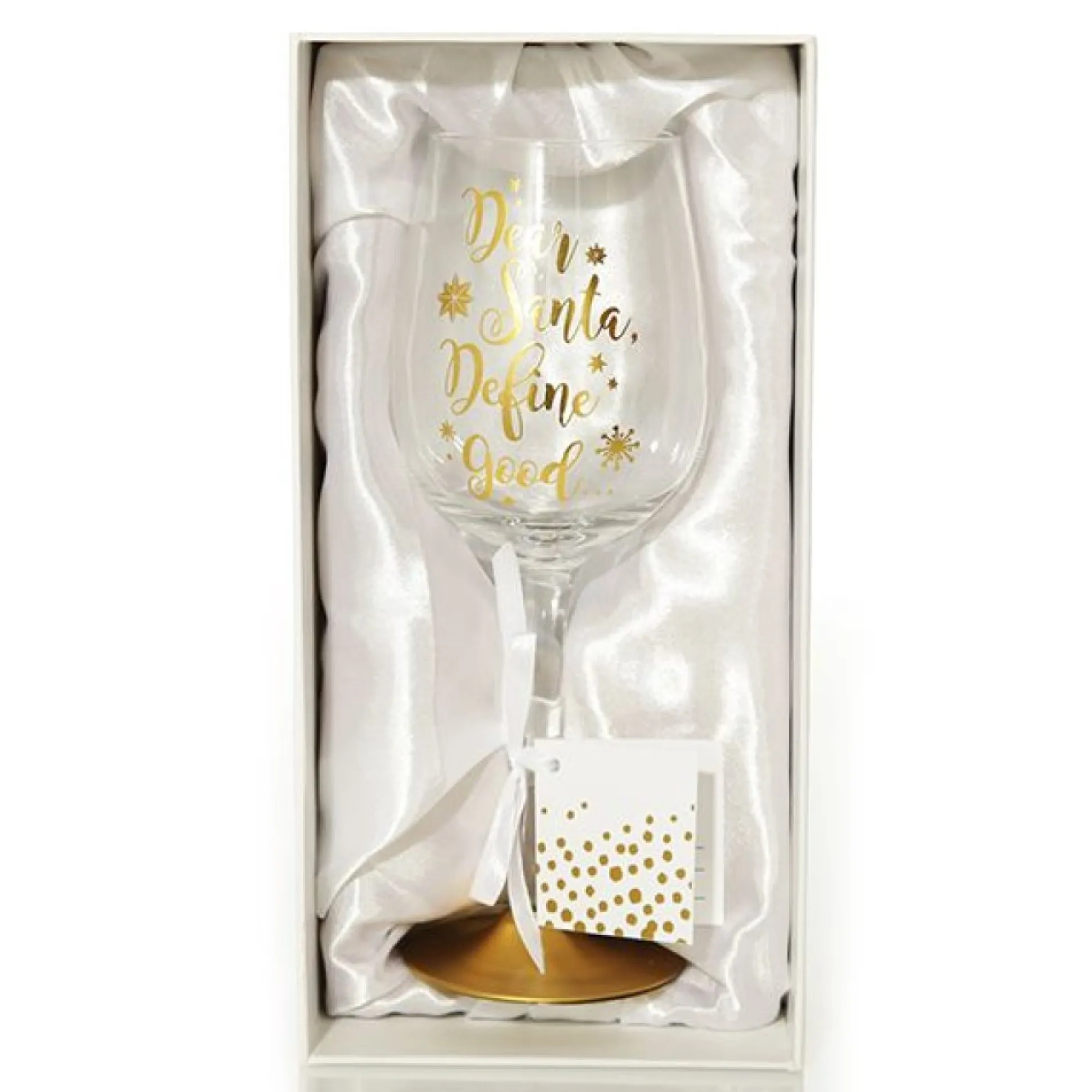 Personalised 'Dear Santa, Define Good' Wine Glass Christmas Wine Glasses And Mugs|