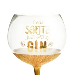 Personalised Dear Santa Just Bring Gin Large Christmas Wine Glass Christmas Wine Glasses And Mugs|