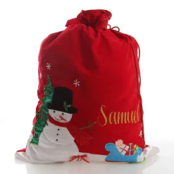 Personalised Deluxe Velvet Snowman Sack Personalised Santa Sacks|