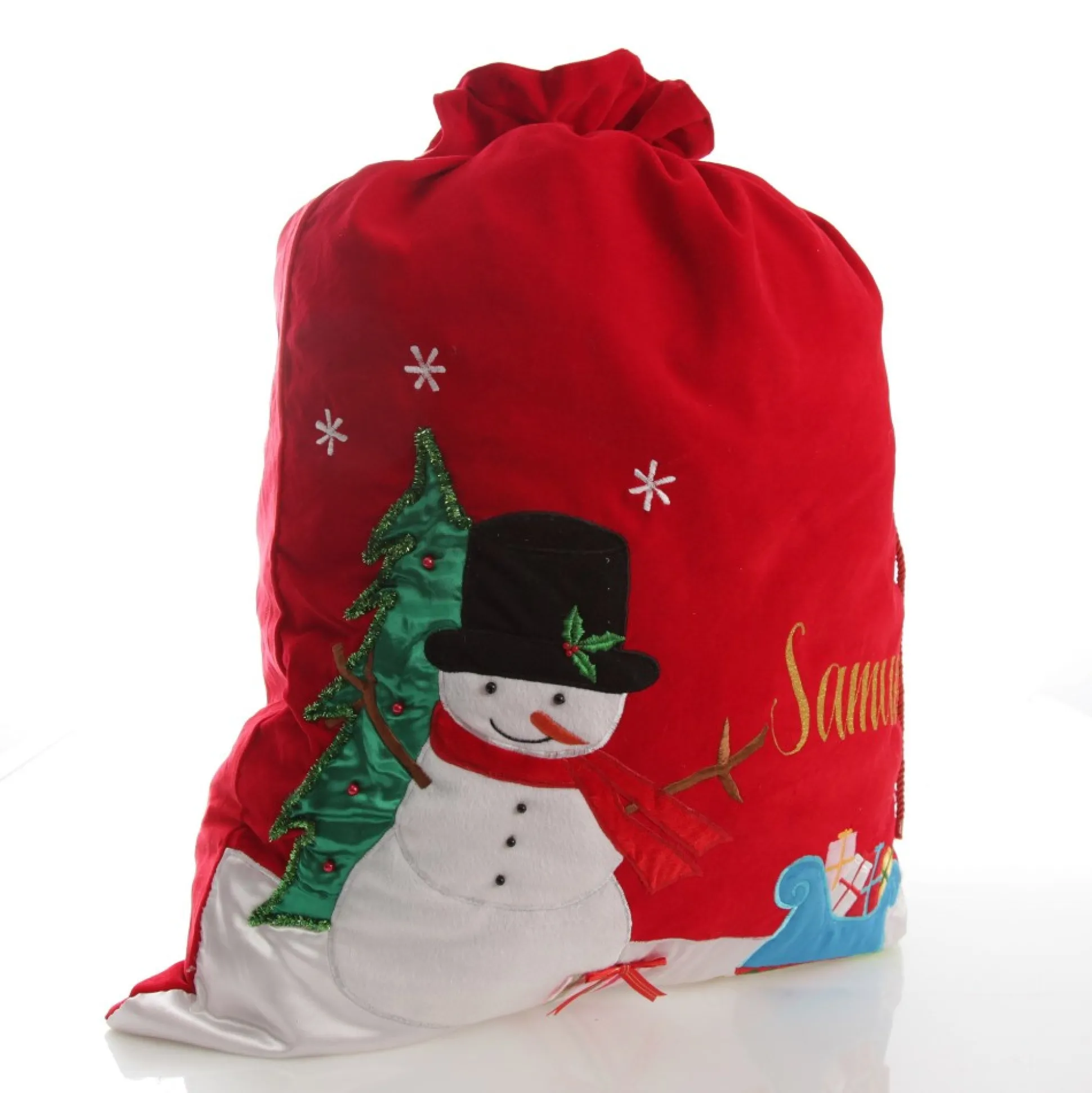Personalised Deluxe Velvet Snowman Sack Personalised Santa Sacks|