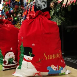 Personalised Deluxe Velvet Snowman Sack Personalised Santa Sacks|