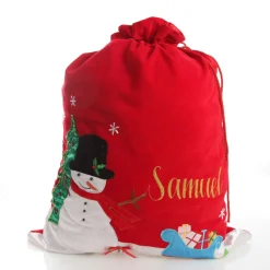Personalised Deluxe Velvet Snowman Sack Personalised Santa Sacks|
