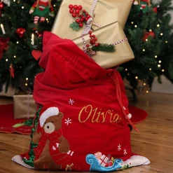 Personalised Deluxe Velvet Teddy Sack Personalised Santa Sacks|