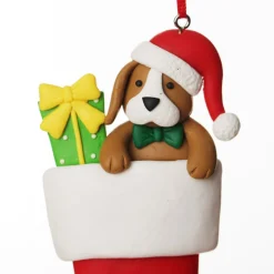 Personalised Dog in Santa Boot Christmas Decoration Personalised Decorations|