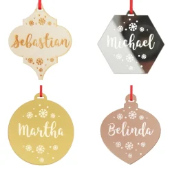 Personalised Etched Hexagon Christmas Decoration Personalised Decorations|
