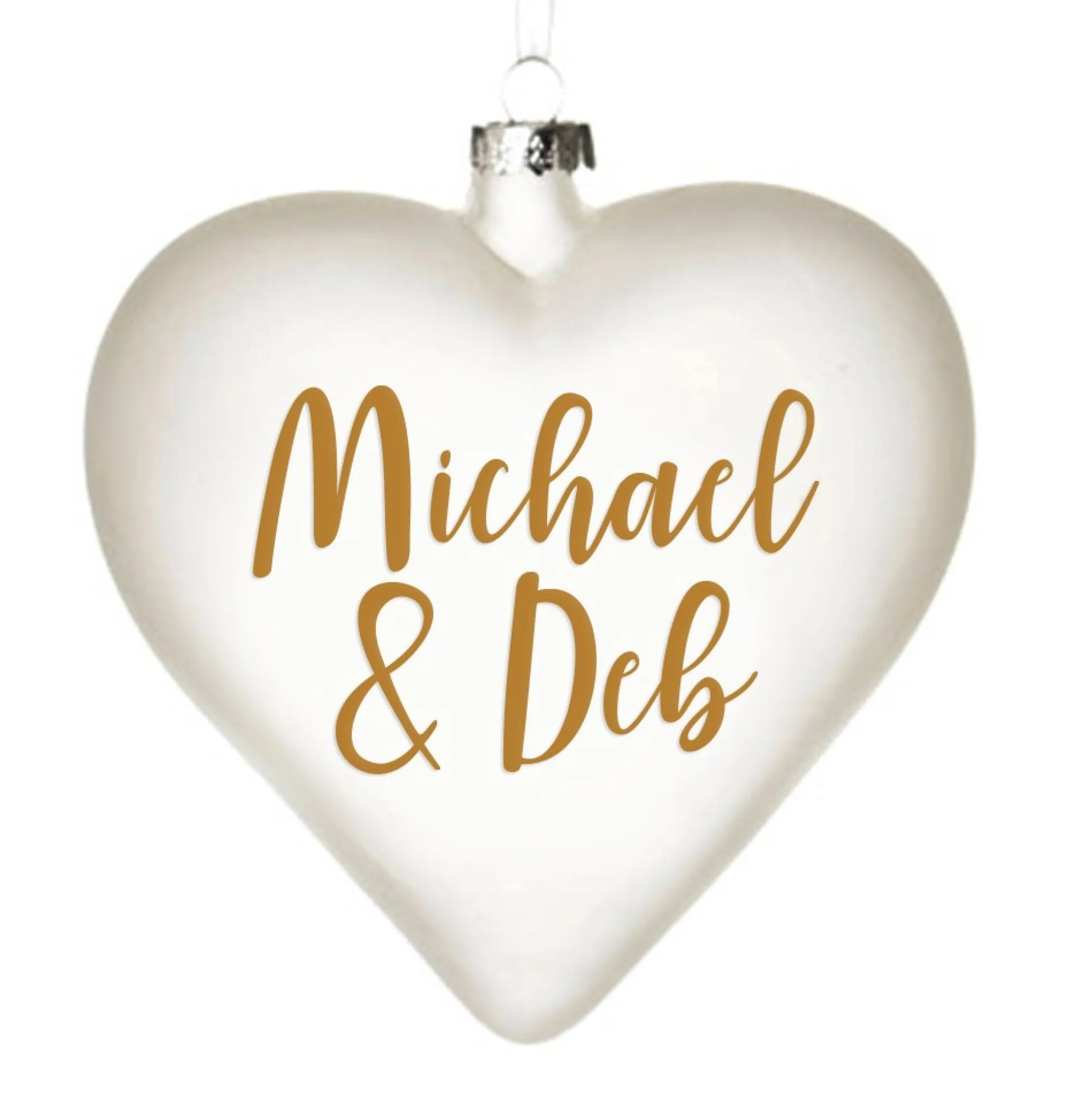 Personalised Frosted Glass Heart Personalised Baubles|