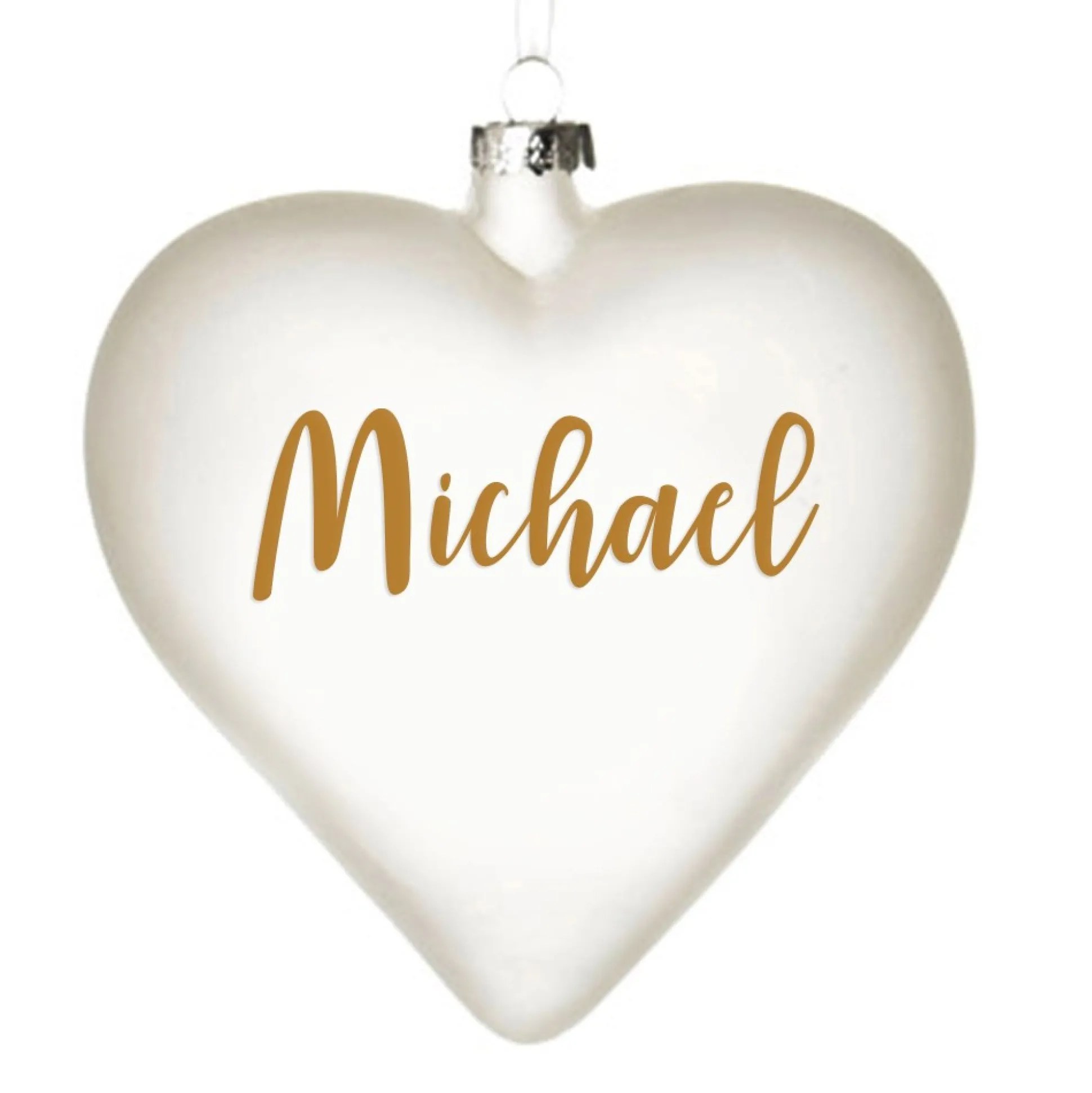Personalised Frosted Glass Heart Personalised Baubles|