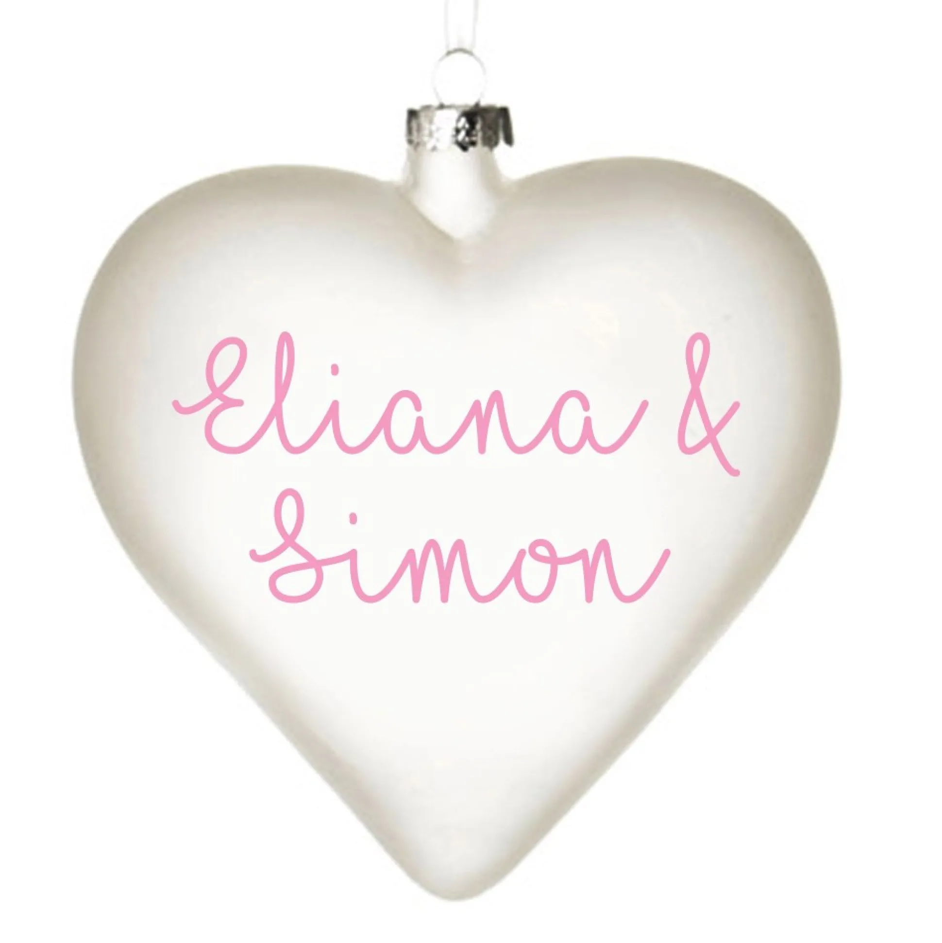 Personalised Frosted Glass Heart Personalised Baubles|