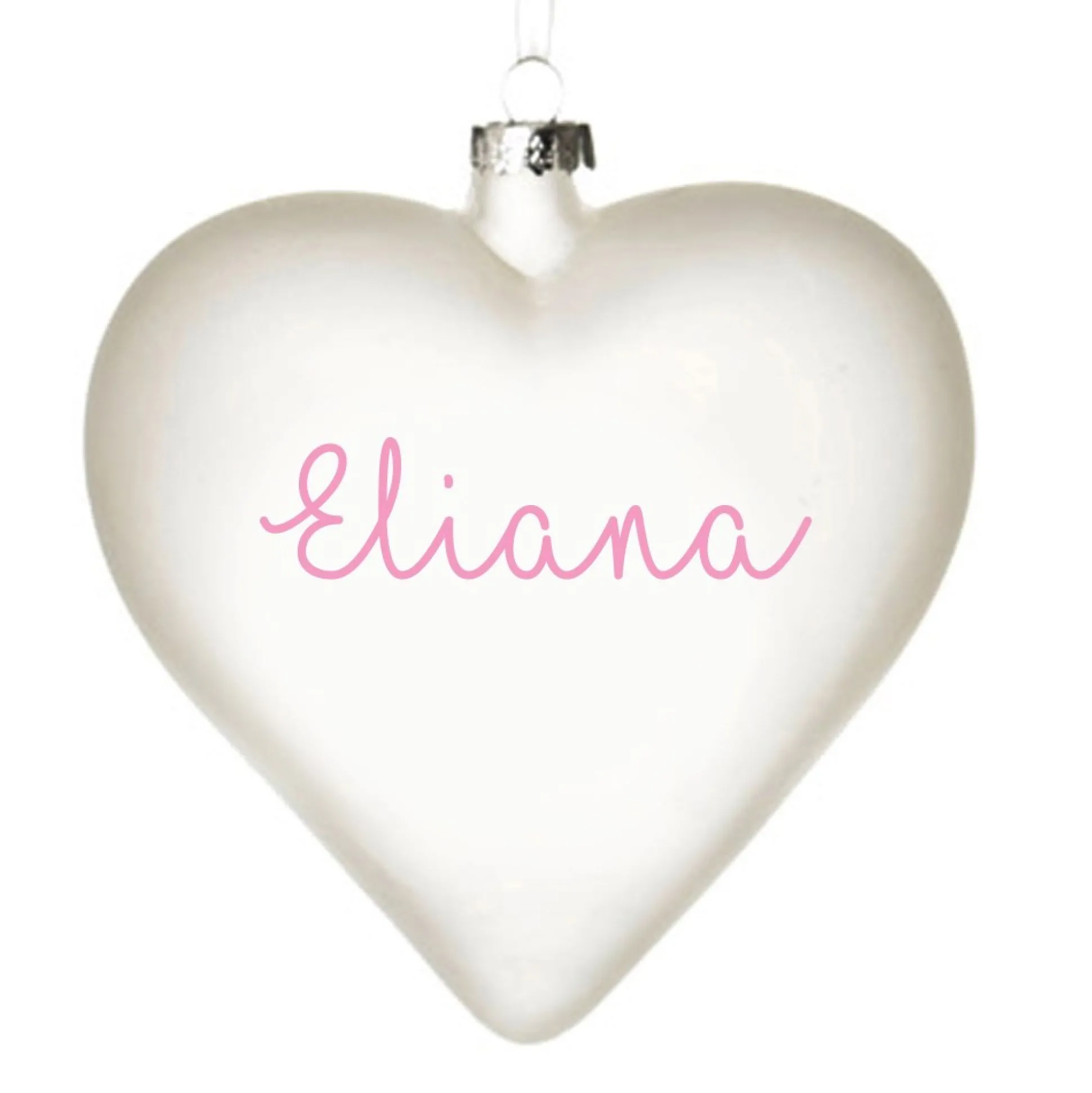 Personalised Frosted Glass Heart Personalised Baubles|
