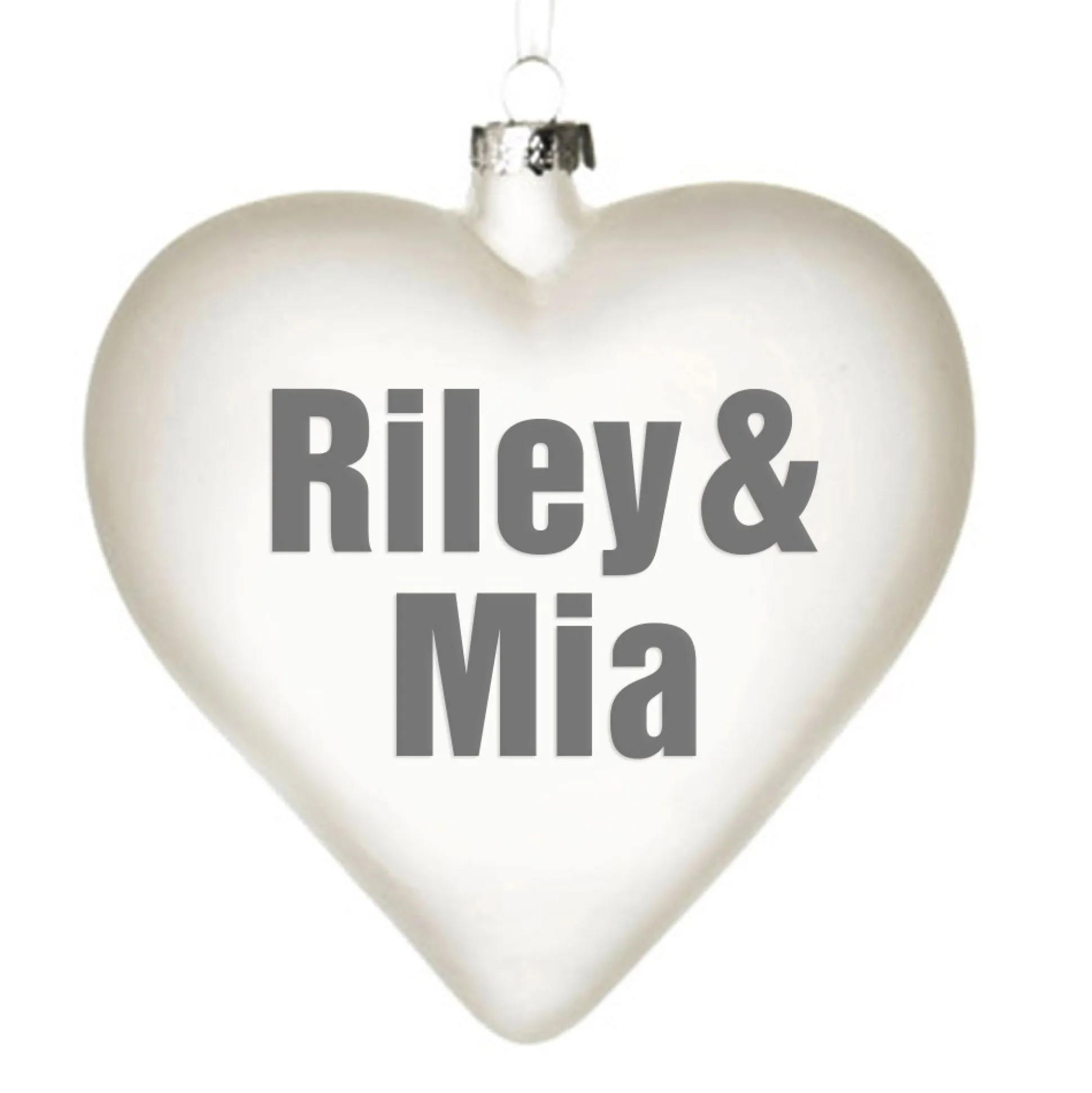 Personalised Frosted Glass Heart Personalised Baubles|