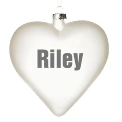 Personalised Frosted Glass Heart Personalised Baubles|