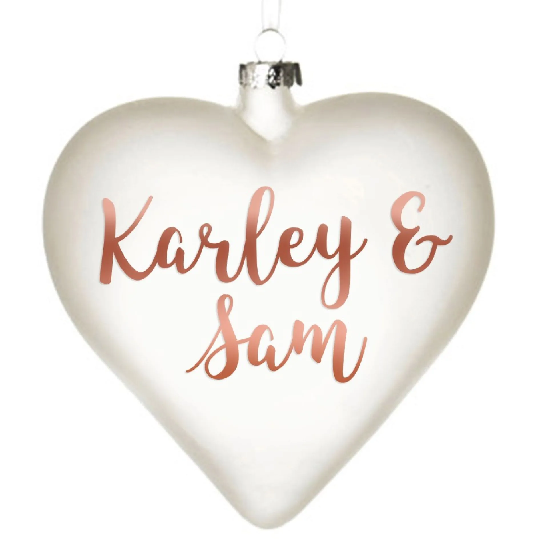 Personalised Frosted Glass Heart Personalised Baubles|