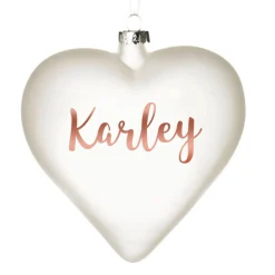 Personalised Frosted Glass Heart Personalised Baubles|