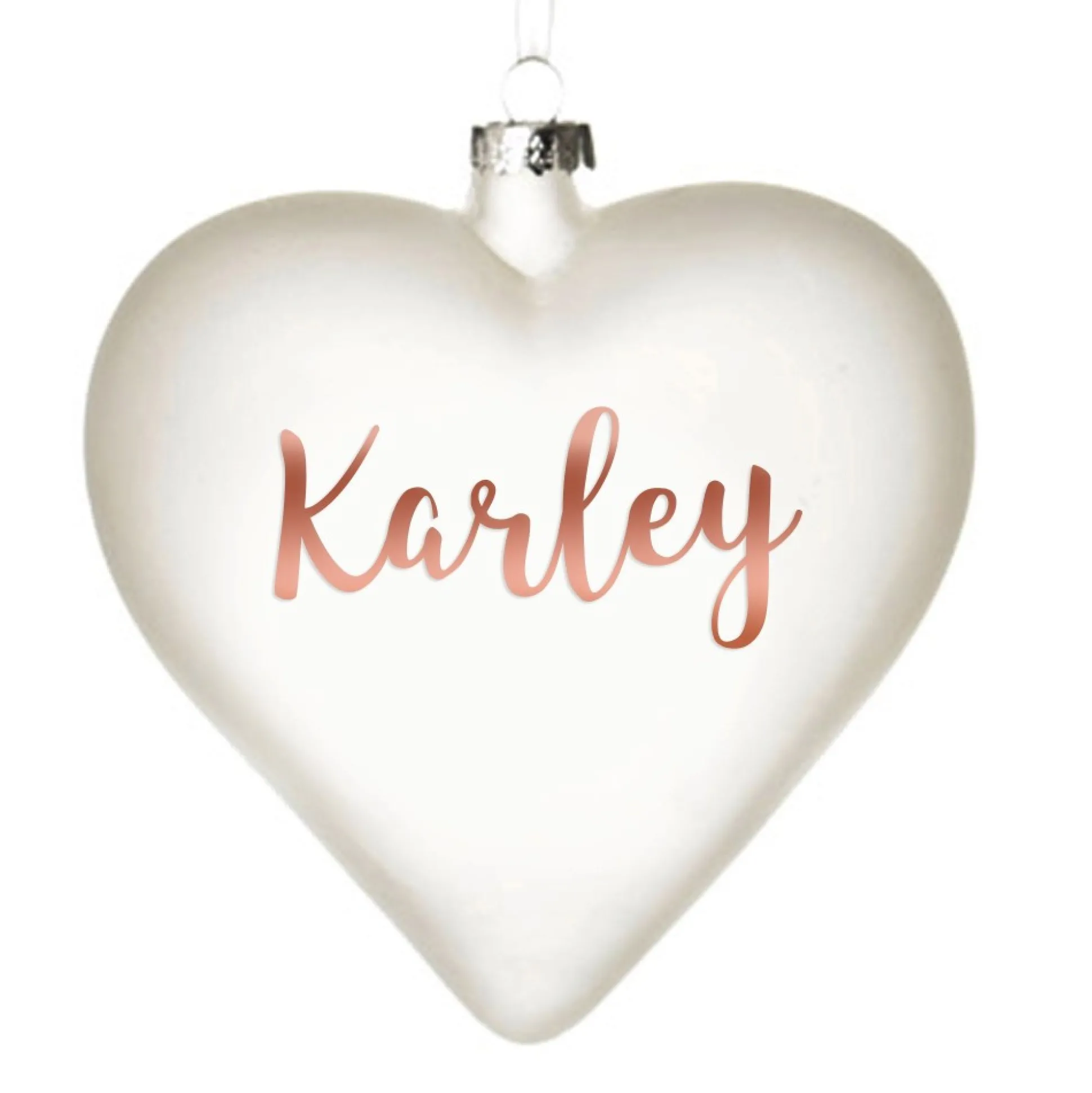 Personalised Frosted Glass Heart Personalised Baubles|