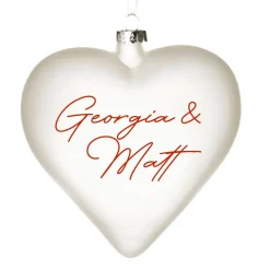 Personalised Frosted Glass Heart Personalised Baubles|