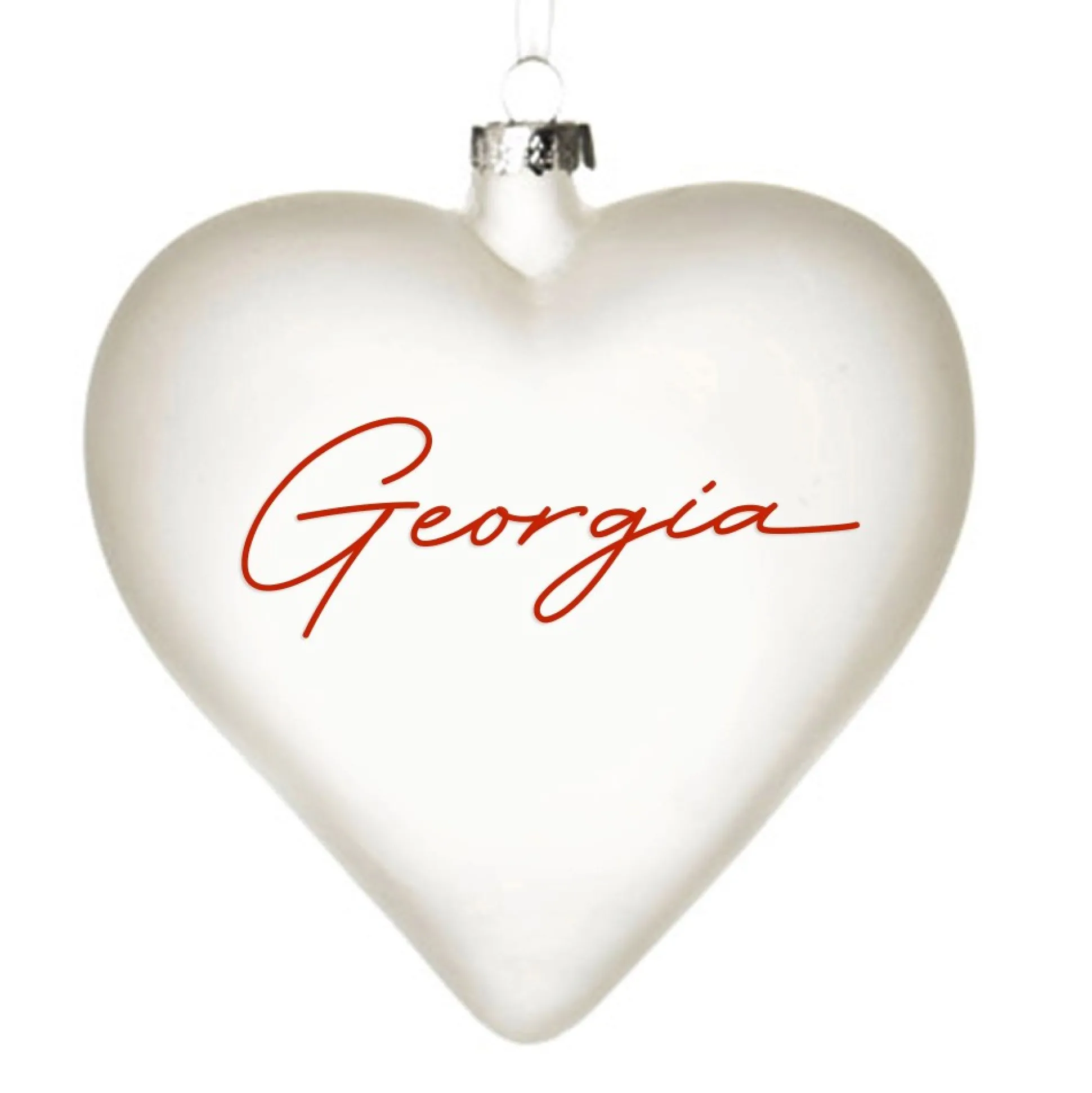 Personalised Frosted Glass Heart Personalised Baubles|