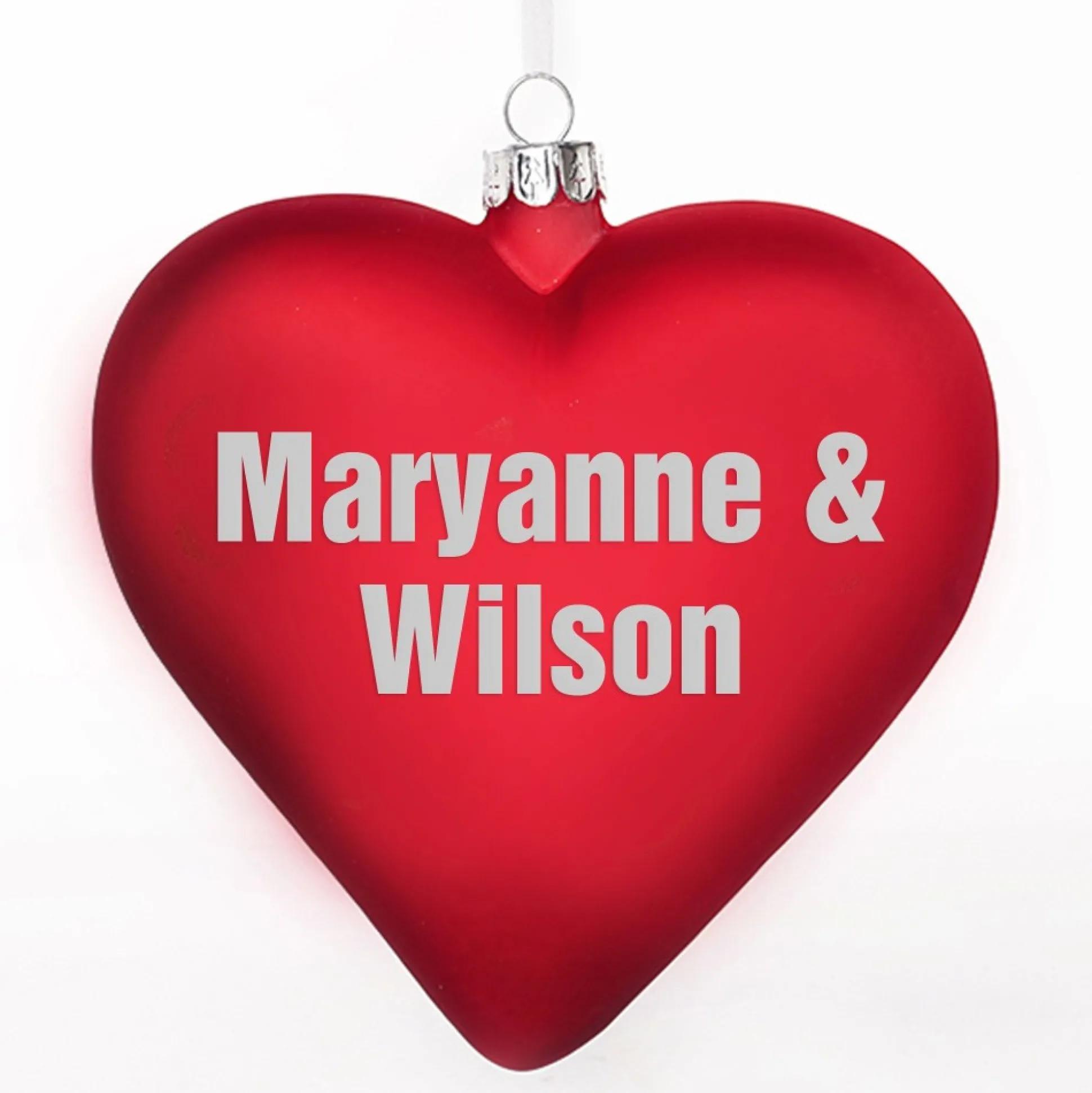 Personalised Frosted Red Glass Heart Personalised Baubles|