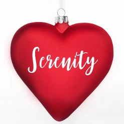 Personalised Frosted Red Glass Heart Personalised Baubles|