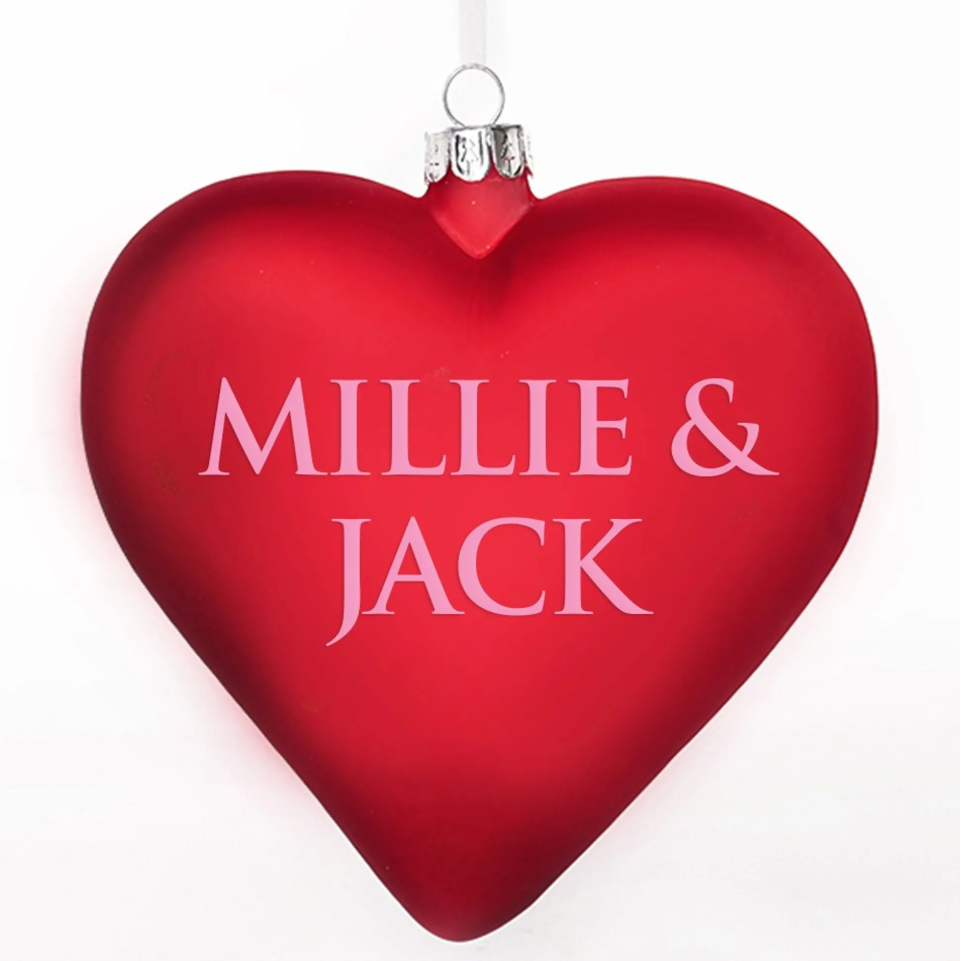 Personalised Frosted Red Glass Heart Glass Hearts And Discs|