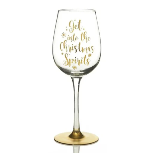 Personalised 'Get into the Christmas Spirits' Wine Glass Christmas Wine Glasses And Mugs|
