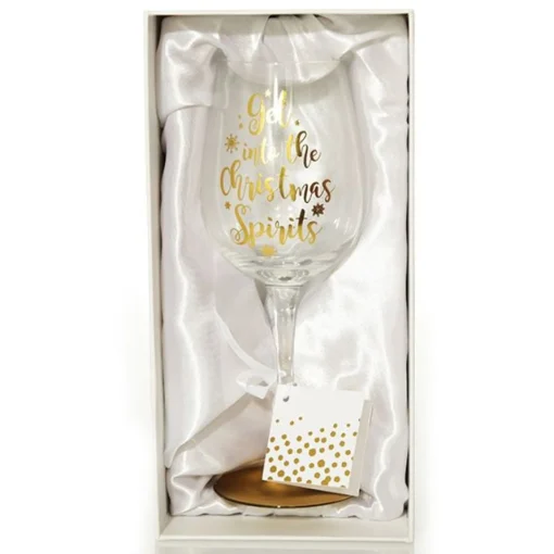 Personalised 'Get into the Christmas Spirits' Wine Glass Christmas Wine Glasses And Mugs|