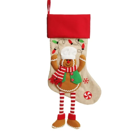 Personalised Gingerbread Boy Christmas Stocking with Dangly Legs Personalised Stockings|