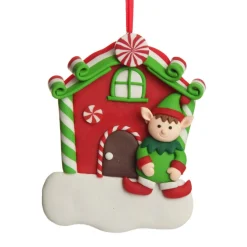 Personalised Gingerbread House Decoration with Boy Elf Personalised Decorations|