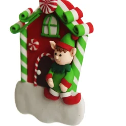 Personalised Gingerbread House Decoration with Boy Elf Personalised Decorations|