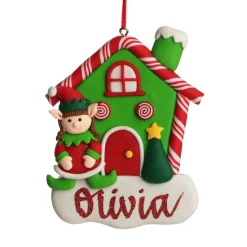 Personalised Gingerbread House Decoration with Girl Elf Personalised Decorations|
