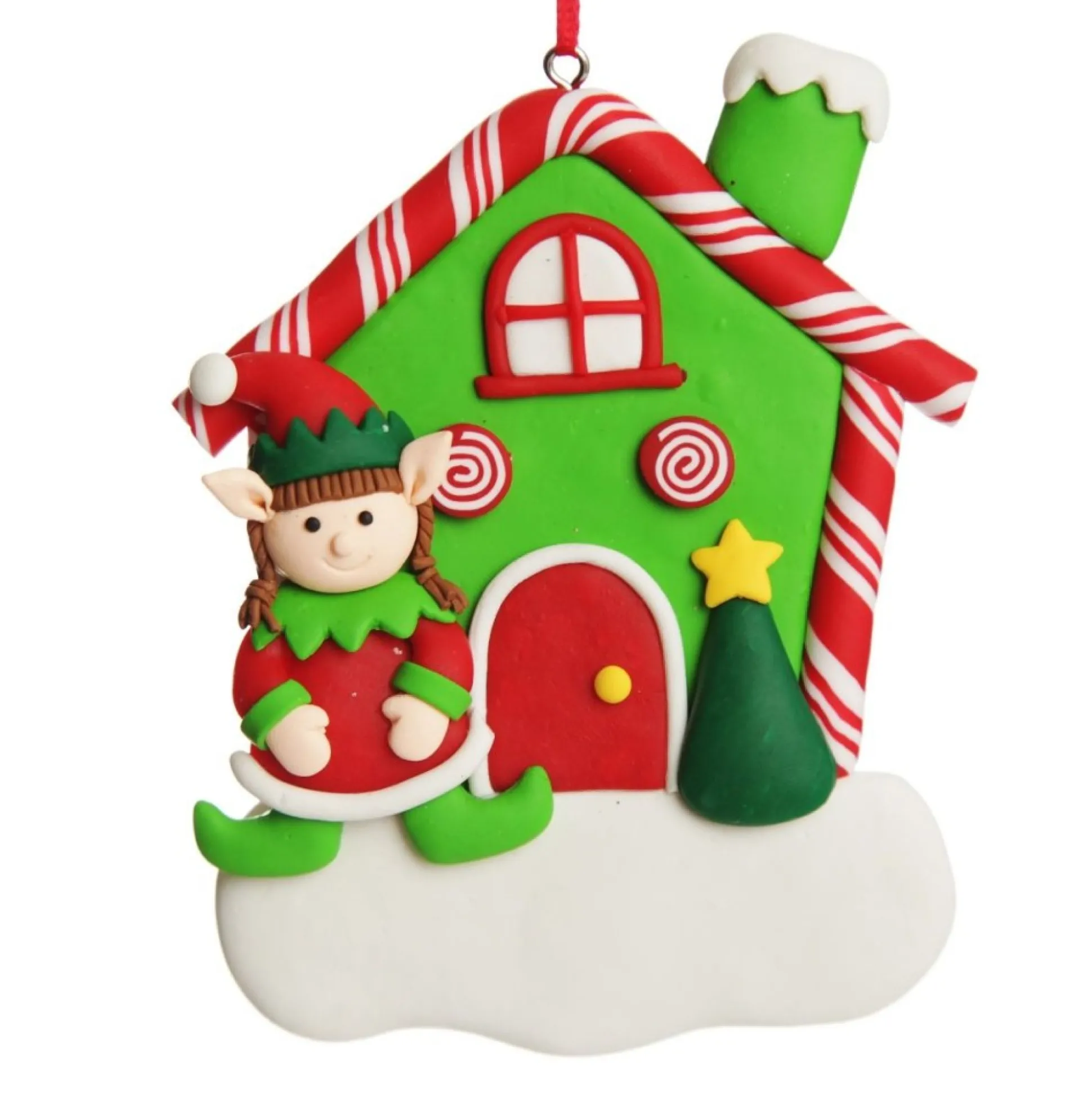 Personalised Gingerbread House Decoration with Girl Elf Personalised Decorations|