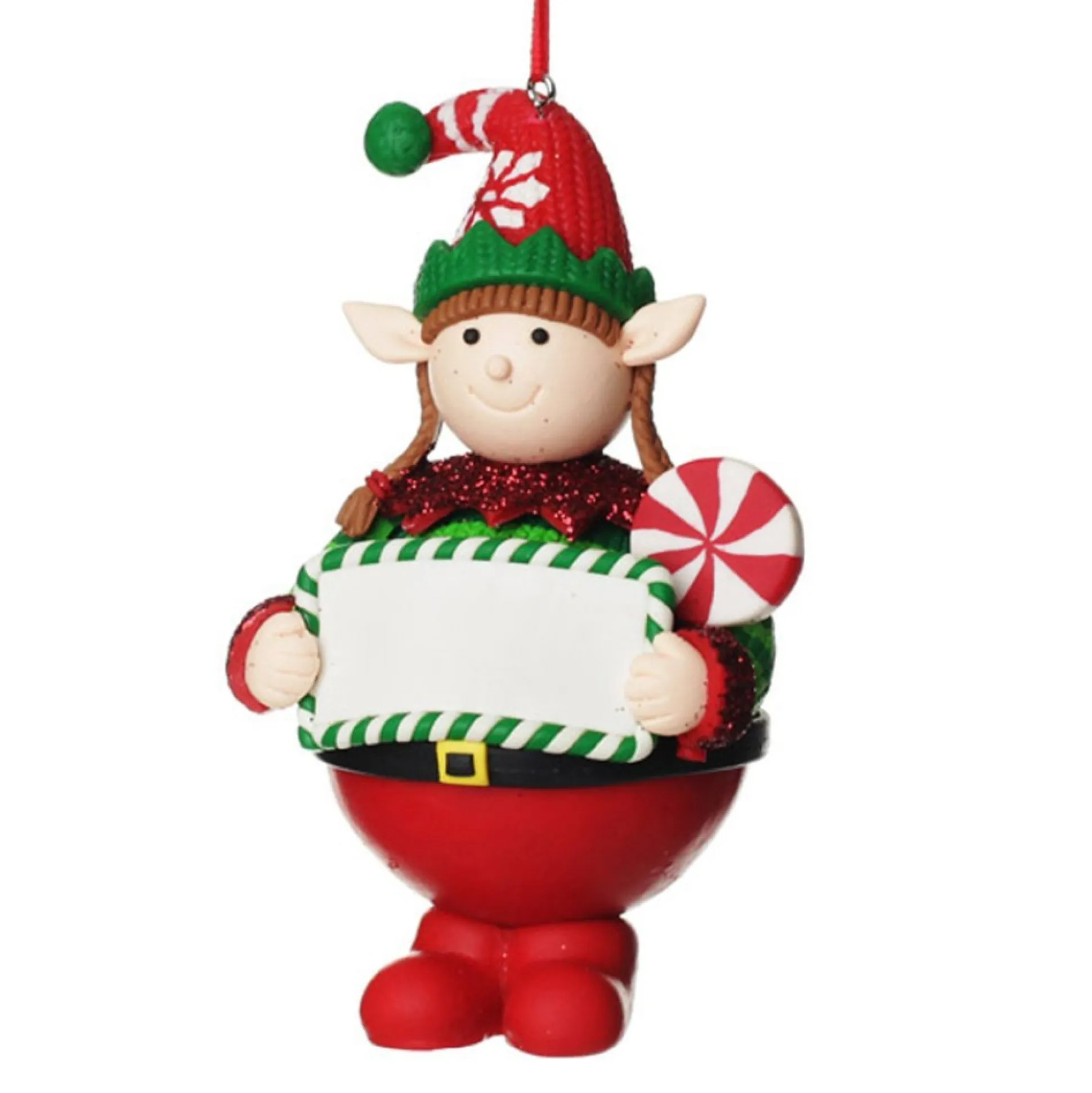 Personalised Girl Elf with Lollipop Christmas Ornament Christmas Character Baubles|