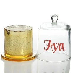 Personalised Gold Scented Christmas Candle with Glass Cloche Christmas Candles And Scents|