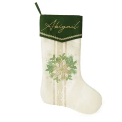 Personalised Green and Gold Mistletoe Christmas Stocking Personalised Stockings|