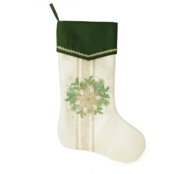 Personalised Green and Gold Mistletoe Christmas Stocking Personalised Stockings|