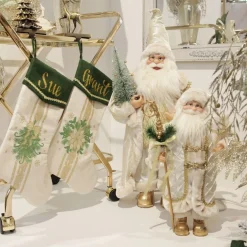 Personalised Green and Gold Mistletoe Christmas Stocking Personalised Stockings|