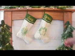 Personalised Green and Gold Mistletoe Christmas Stocking Personalised Stockings|