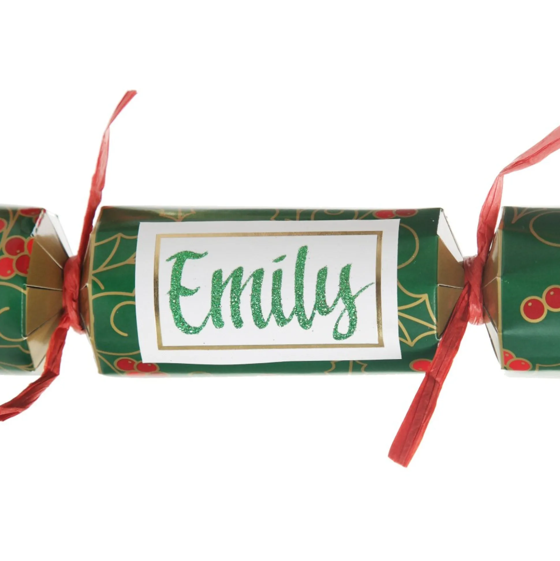 Personalised Green Swirling Holly Bon Bon - Single Christmas Bon Bons|