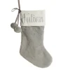 Personalised Grey Fur Christmas Stocking with Pom Poms Personalised Stockings|