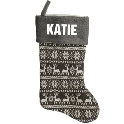 Personalised Grey Knitted Christmas Stocking Personalised Stockings|