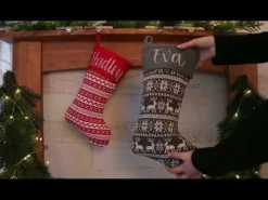 Personalised Grey Knitted Christmas Stocking Personalised Stockings|