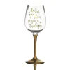 Personalised 'He Sees you When You're Drinking' Wine Glass - Gold Stem Christmas Wine Glasses And Mugs|