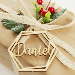Personalised Hexagonal Laser Cut Christmas Decoration Personalised Decorations|