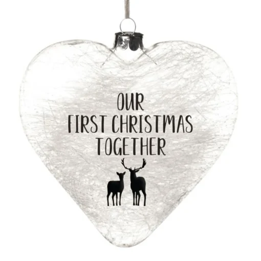 Personalised Icicle Glass Heart - Our First Christmas Together Glass Hearts And Discs|