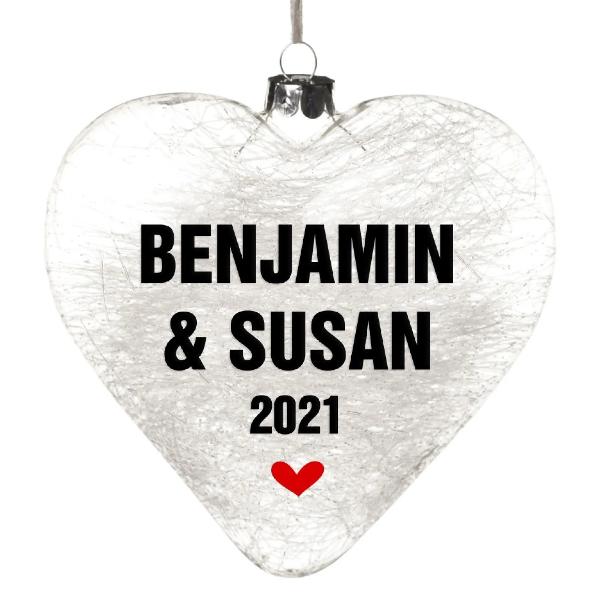 Personalised Icicle Glass Heart - Our First Christmas Together Glass Hearts And Discs|