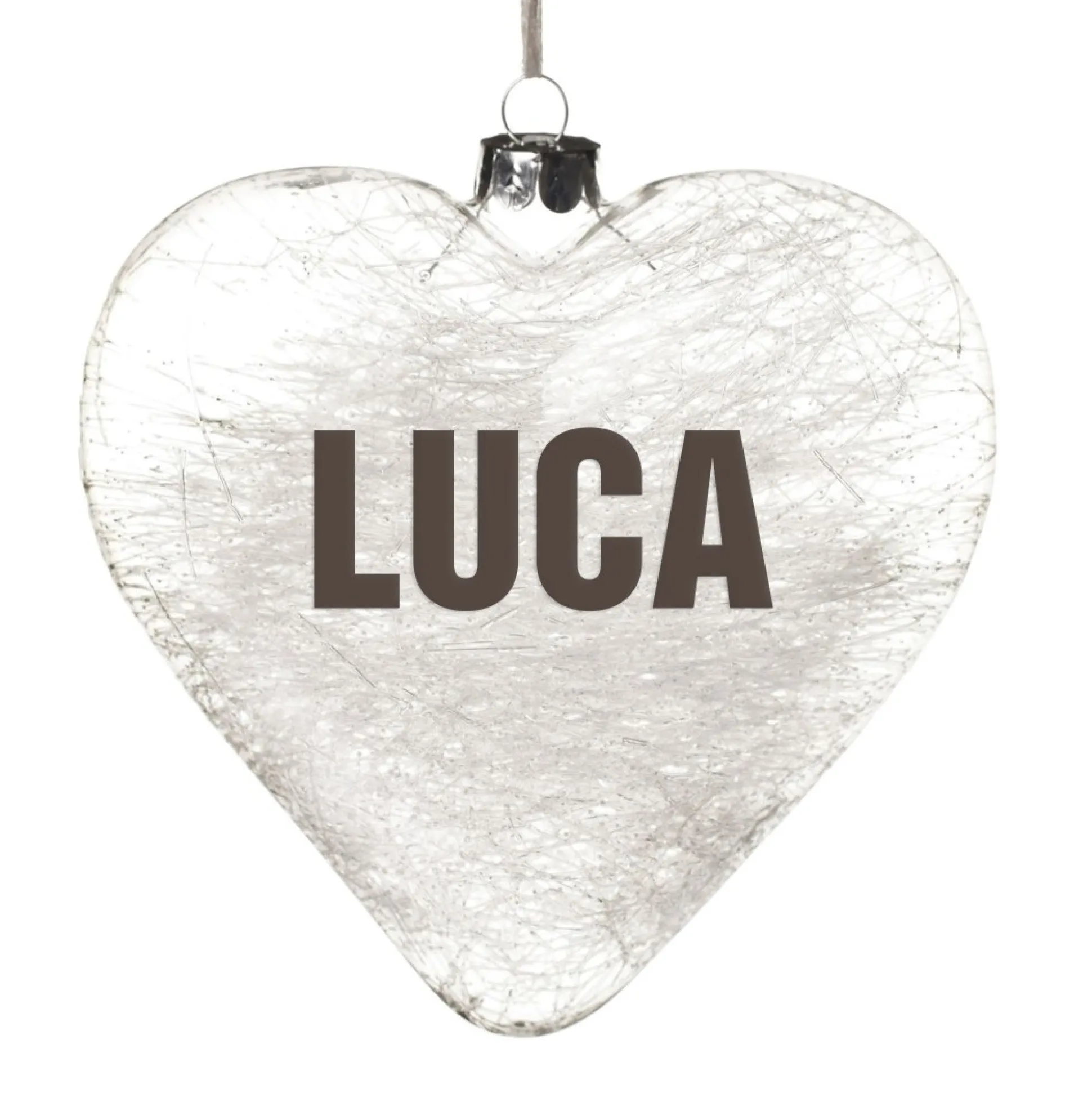 Personalised Icicle Glass Heart Personalised Baubles|