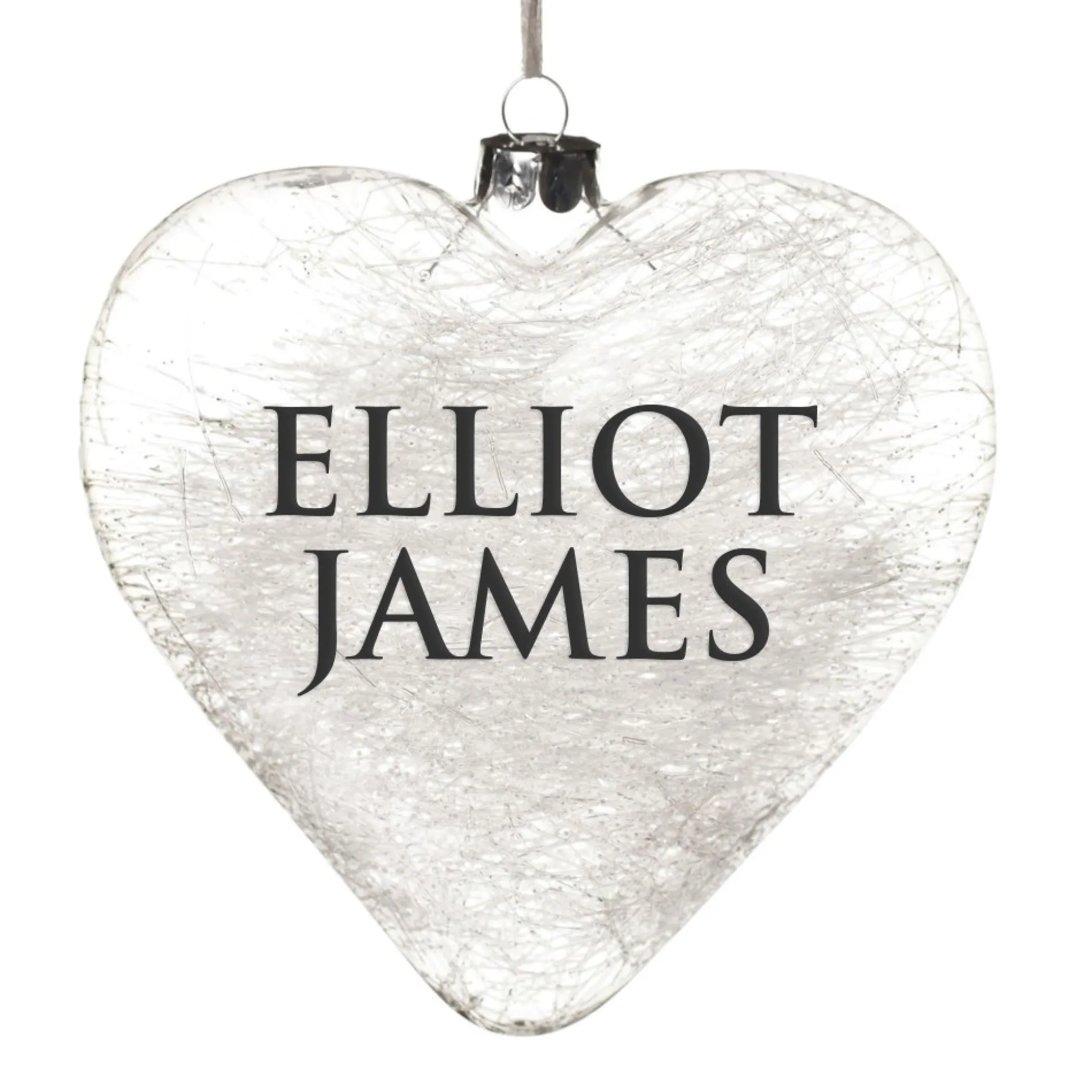 Personalised Icicle Glass Heart Personalised Baubles|